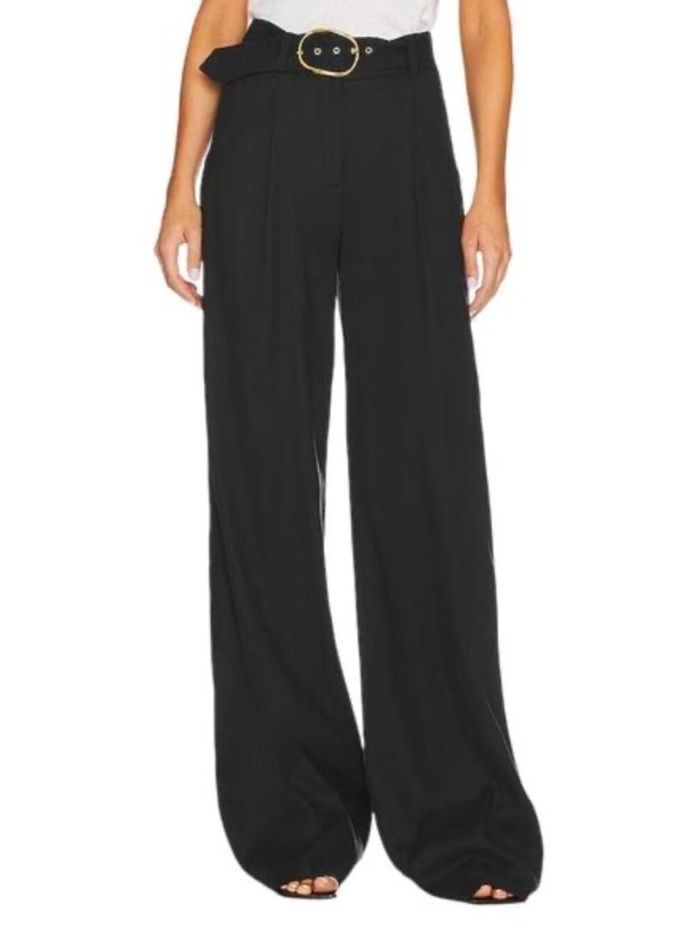 NWT! Veronica Beard Rimini High Waisted Belted Linen Pants - Black Size 2